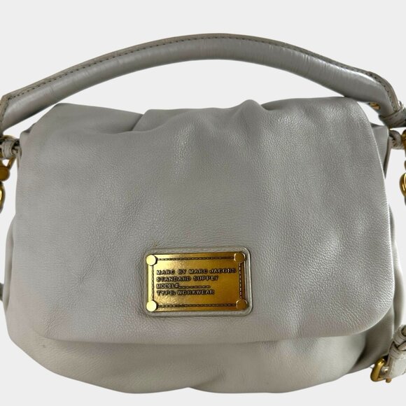 Marc by Jacobs Classic Q Lil Ukita Satchel Top Handle Bag Pebbled Leather Gray - Picture 3 of 14